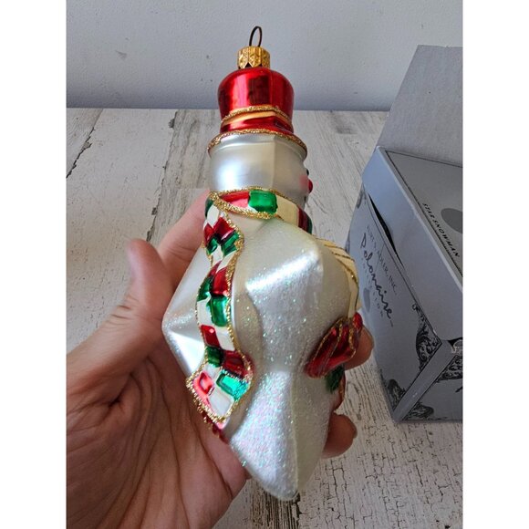 Polonaise star snowman ornament glass glitter gold red Kurt Adler Xmas tree - Picture 9 of 11